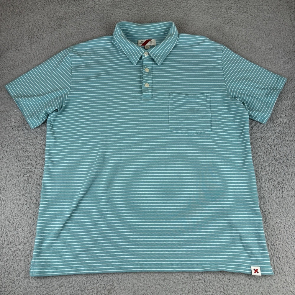 Best Made Co Mens Xl Teal Striped Supima Cotton Pocket Polo Shirt Preppy